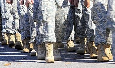 Military members walking in formation