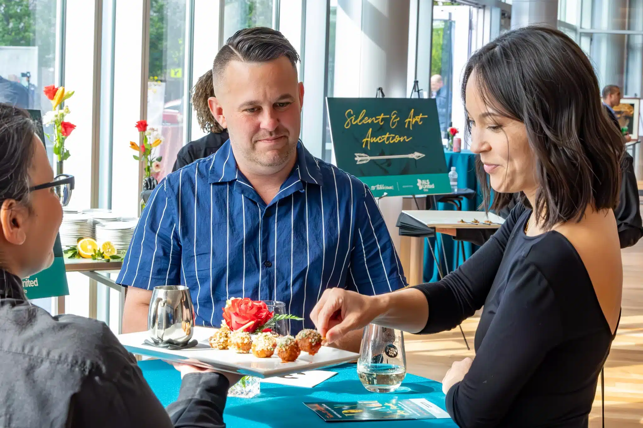 farm to tableaux, soiree, serving food, silent auction